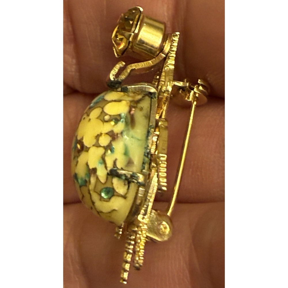 Vintage/Antique‎ Goldtone Rhinestone Bug/Insect Brooch 1.5" - Picture 5 of 7